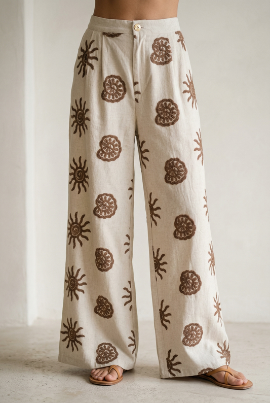 Pantalone Solar Print — Wide Leg Lino