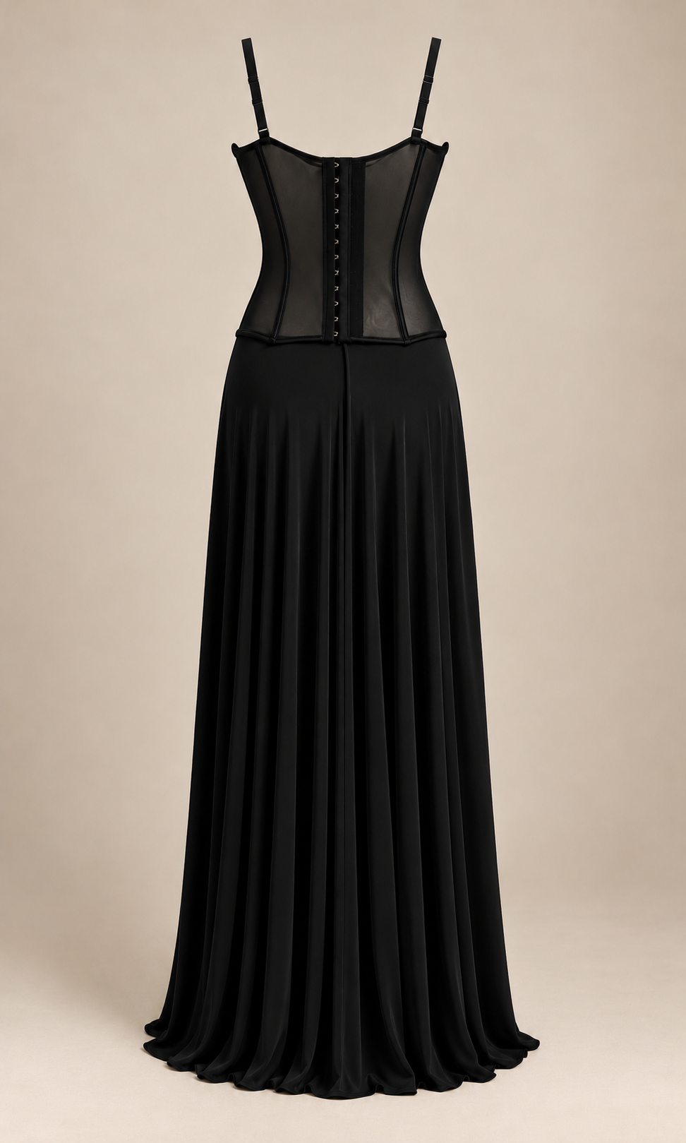 Abito Lungo Nero con Corsetto