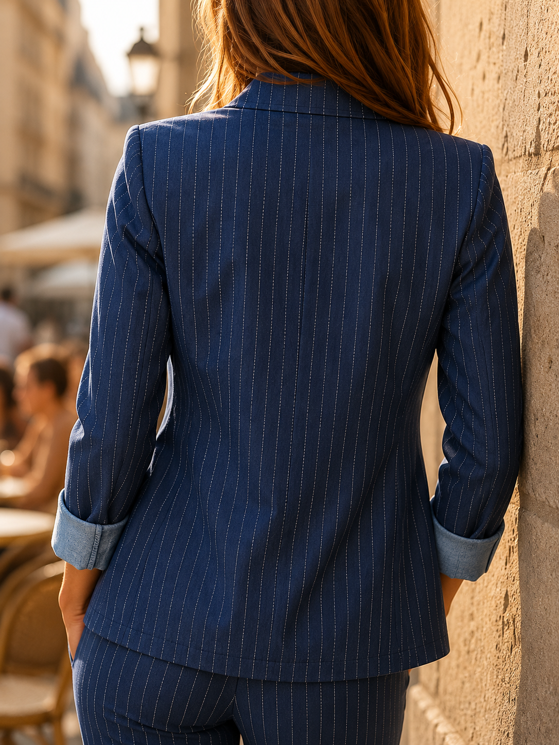 Giacca Tailleur Jeans Gessata Donna Elegante