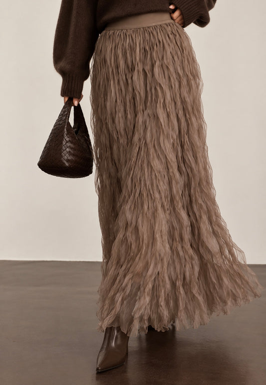 Gonna Maxi Texture 3D | Taupe