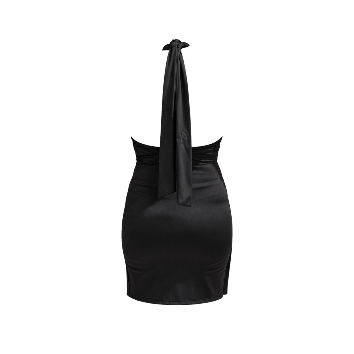 Abito Mini Halter Draped – Black