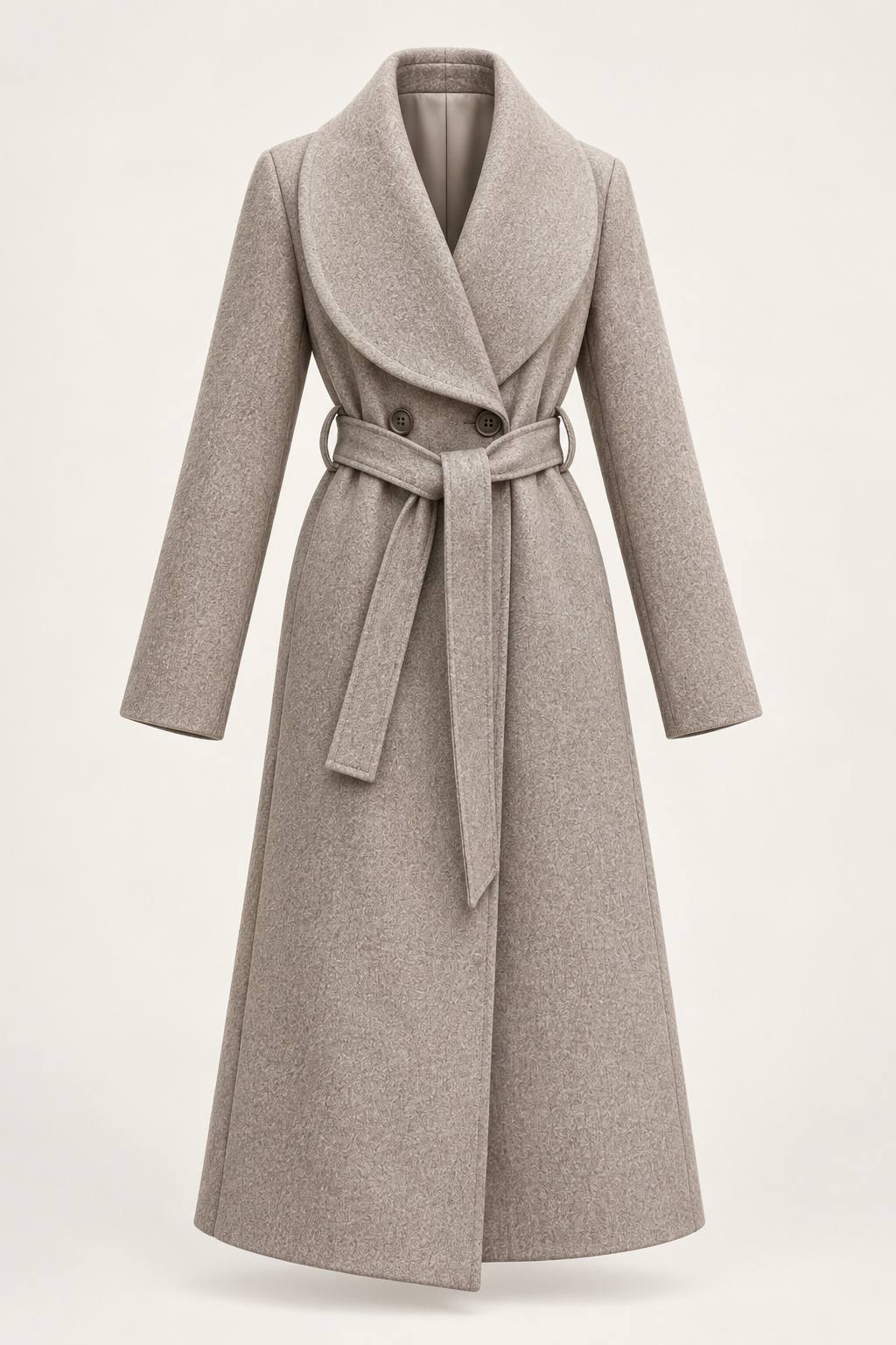 Cappotto Lungo Mélange con Cintura