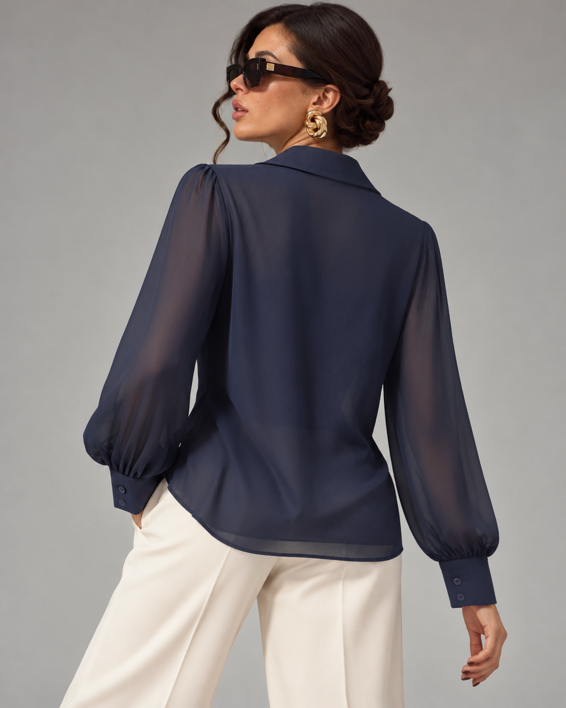 Camicia Drappeggiata – Blu Navy