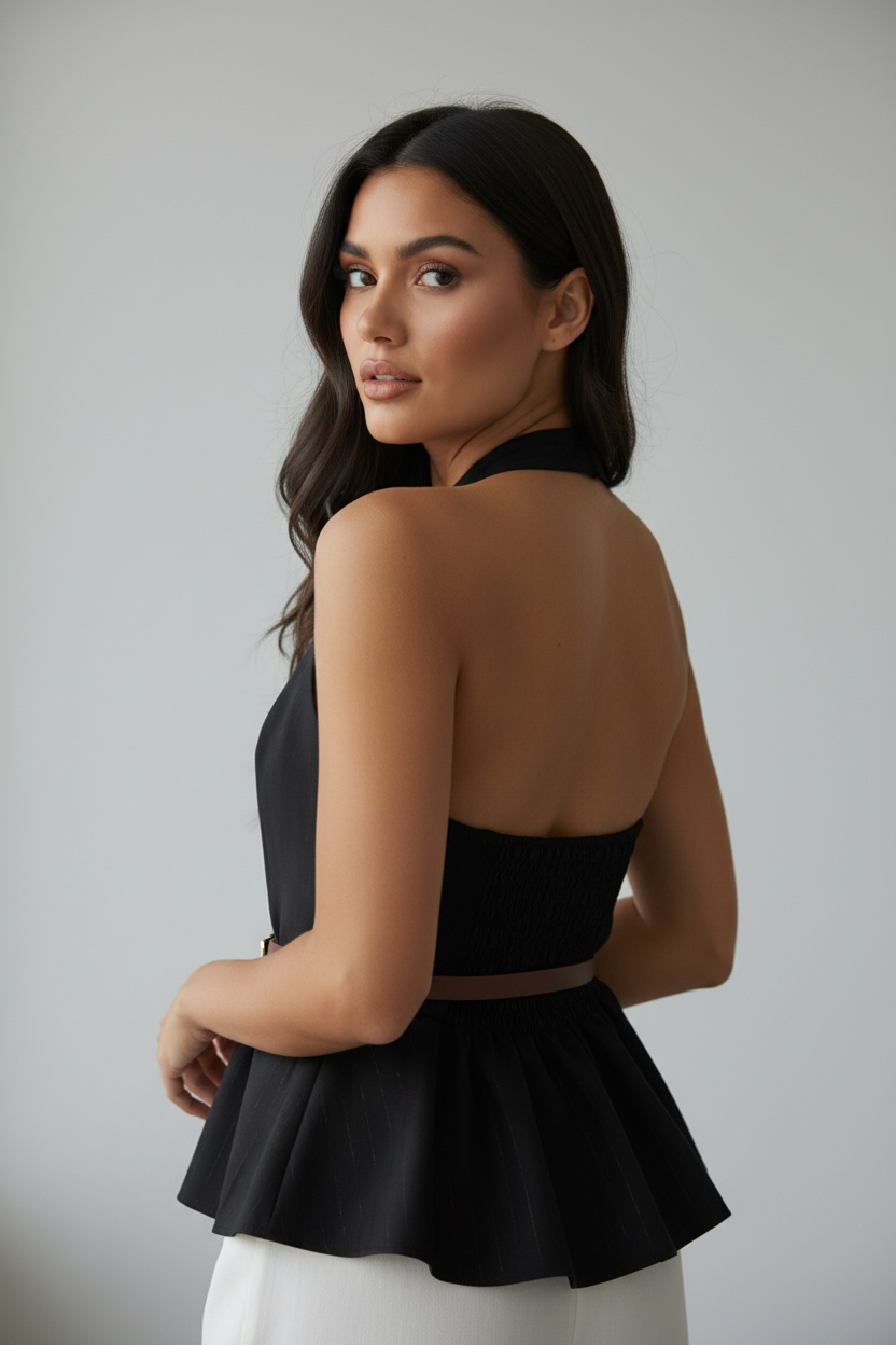 Top Halter Elegante con Cintura