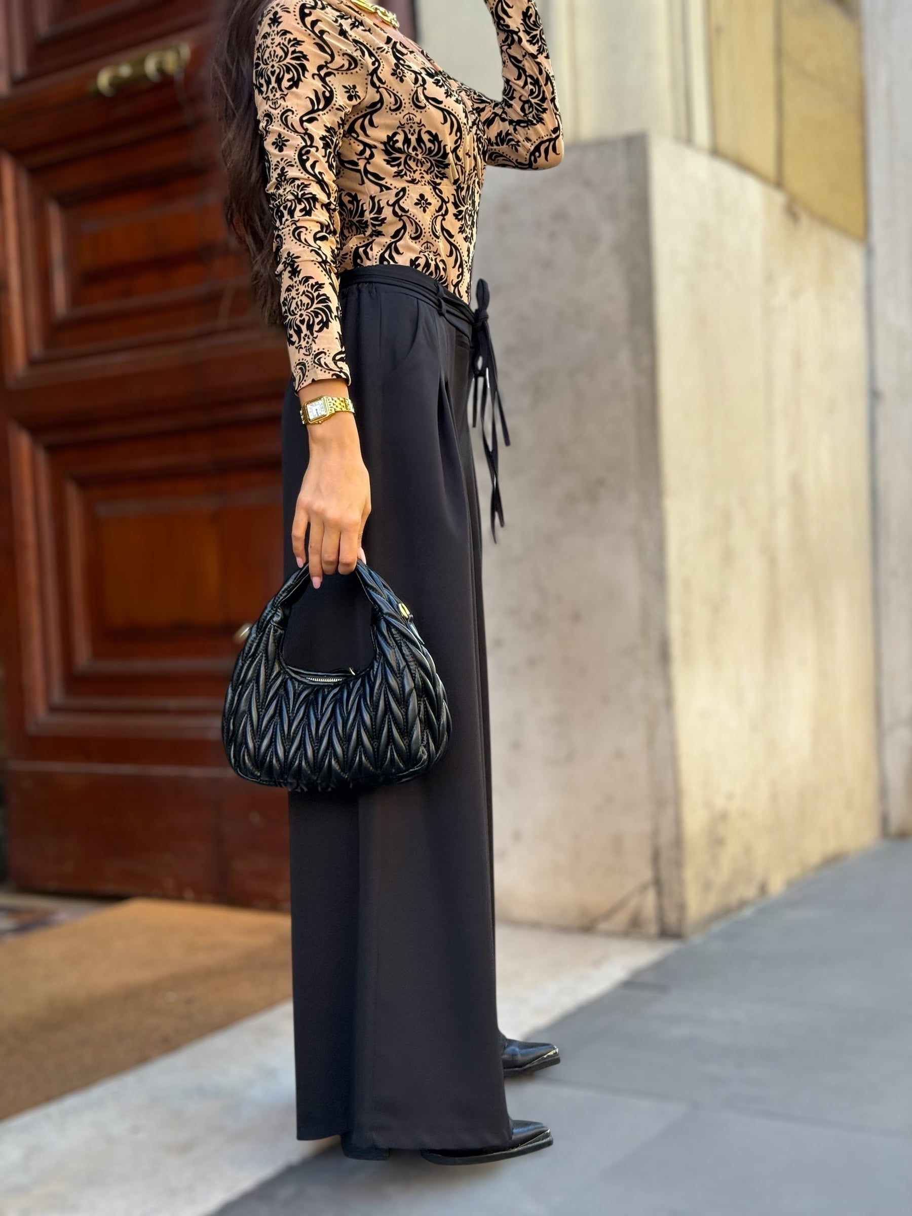 Pantaloni Palazzo Neri Donna – Eleganti e Versatili a Vita Alta