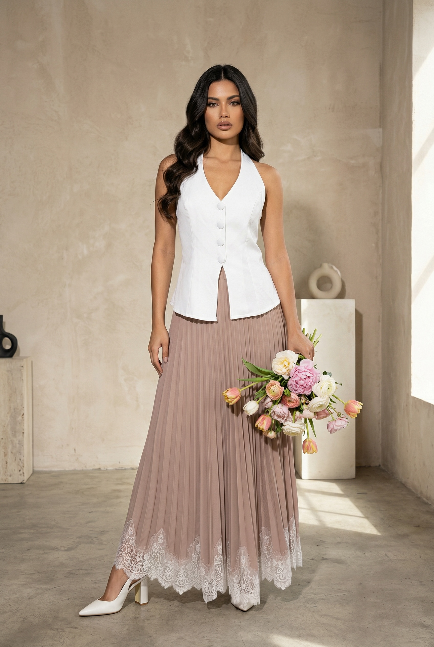 ALBA – Halter Vest Top Bianco