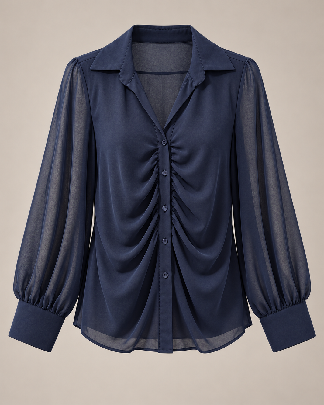Camicia Drappeggiata – Blu Navy