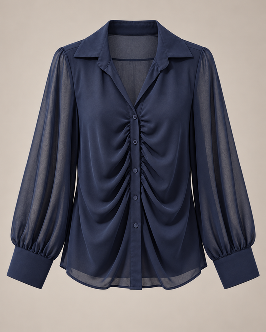 Camicia Drappeggiata – Blu Navy