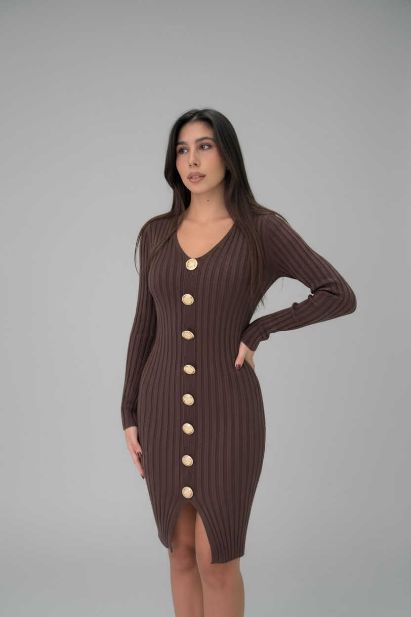 Chocolate Crush – Abito Knit con Bottoni