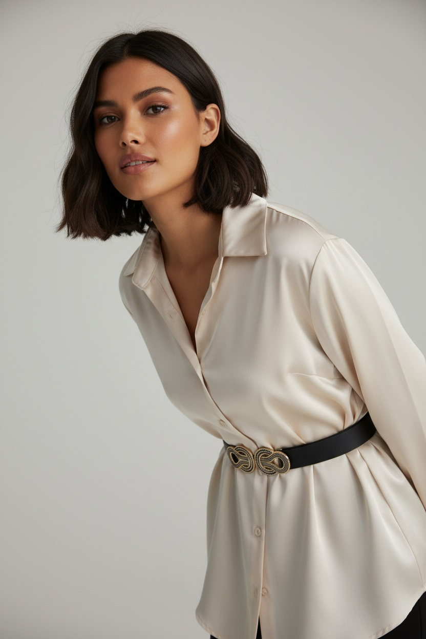 Camicia Satin Champagne – Fit Morbido & Elegante