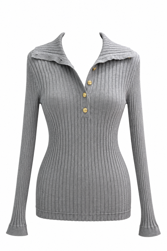 RIBBED 3-WAY KNIT – GREY