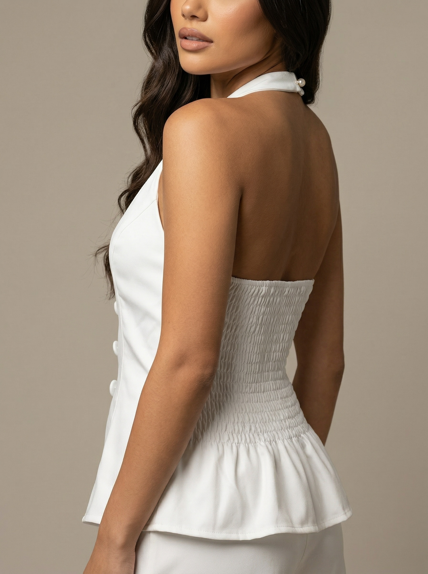 ALBA – Halter Vest Top Bianco