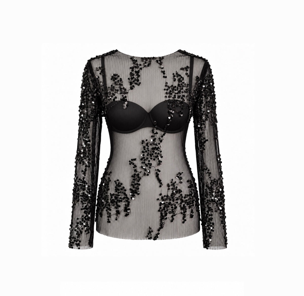 Sequin Mesh Top – Black