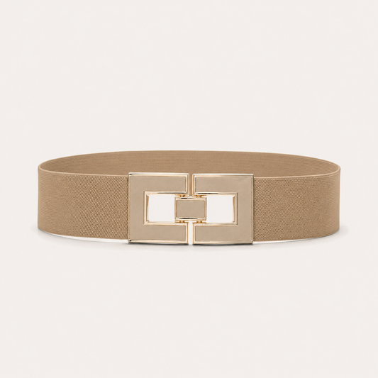 Cintura Elastica Donna con Fibbia Geometrica Oro