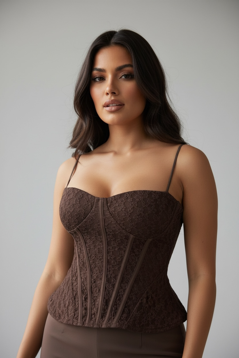 Mocha Muse Corset Top – Bustier Push-Up Sculpting
