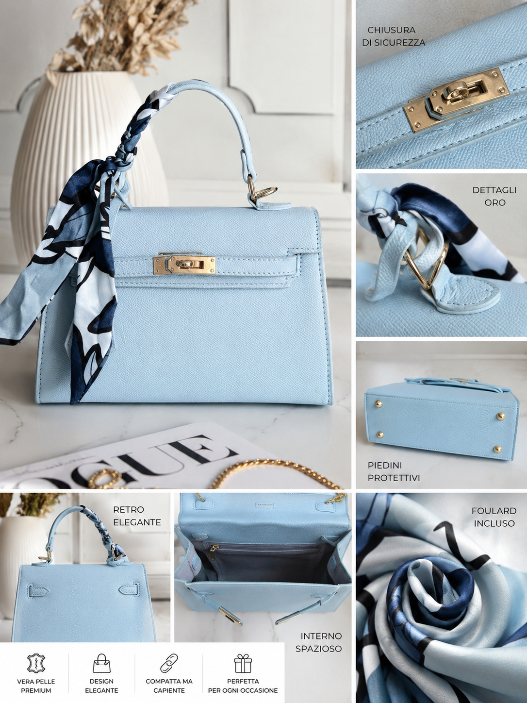 Mini Bag Top Handle Azzurra