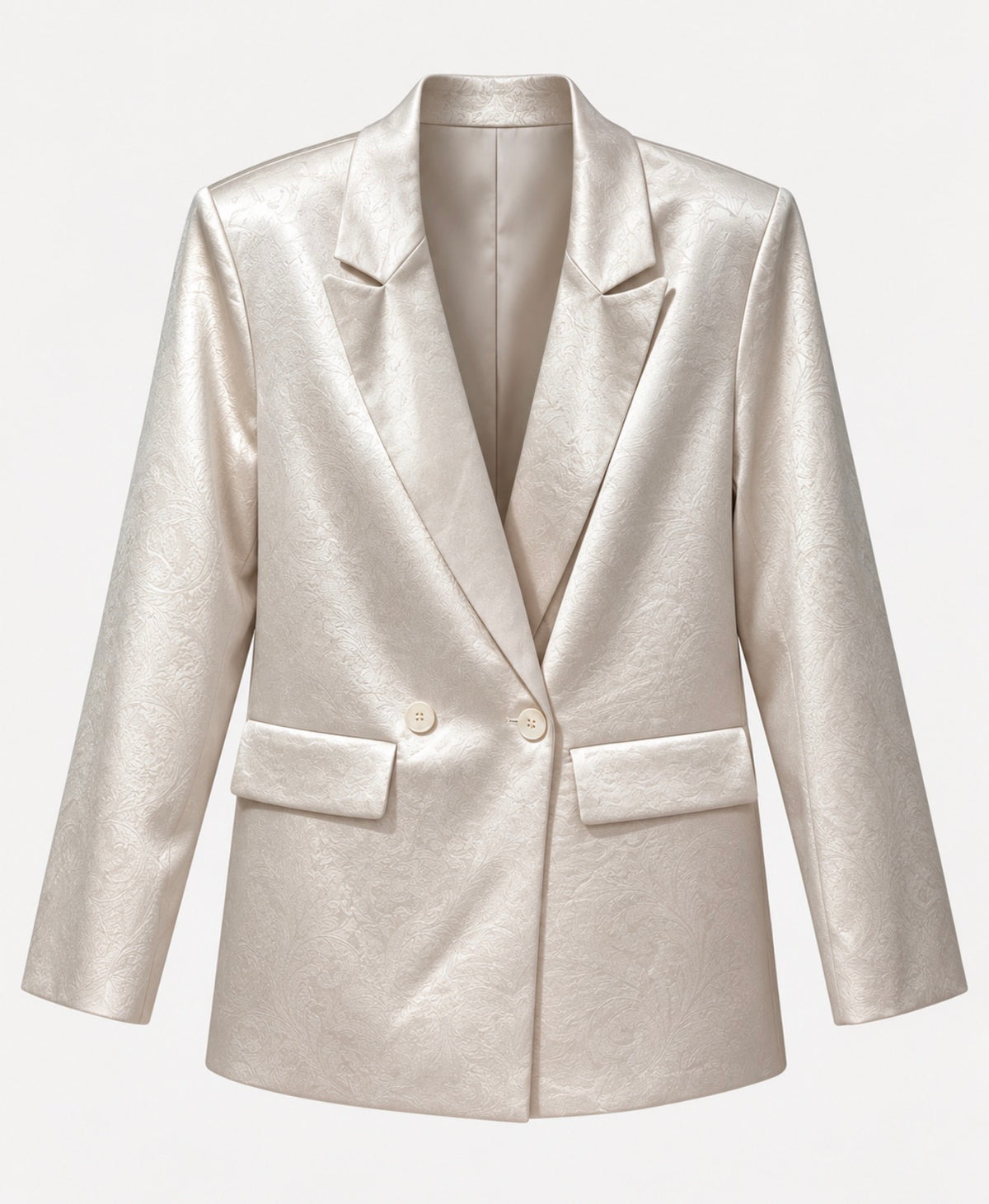 Blazer Oversize Jacquard Satinato – Avorio Perlato