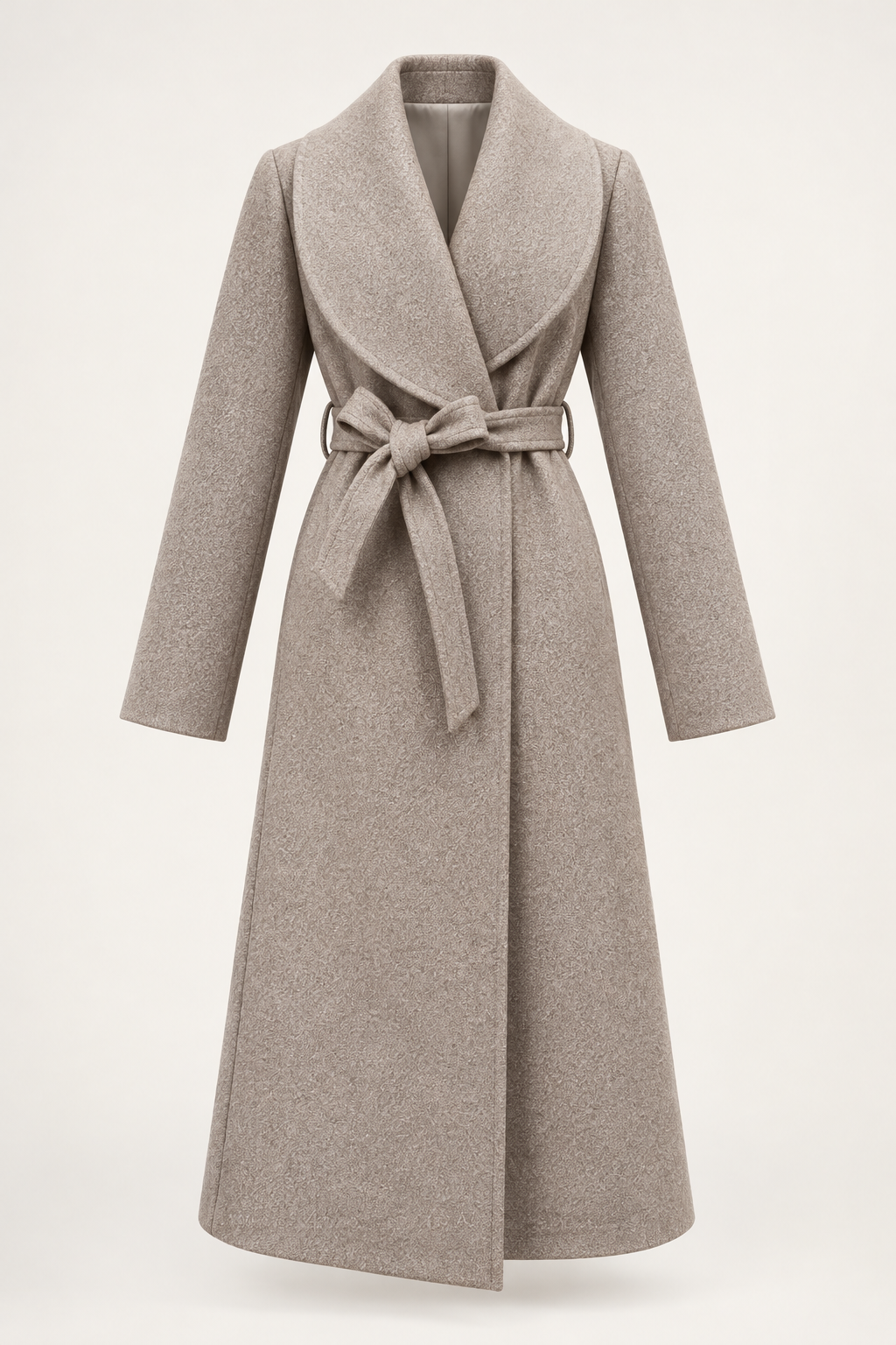 Cappotto Lungo Mélange con Cintura