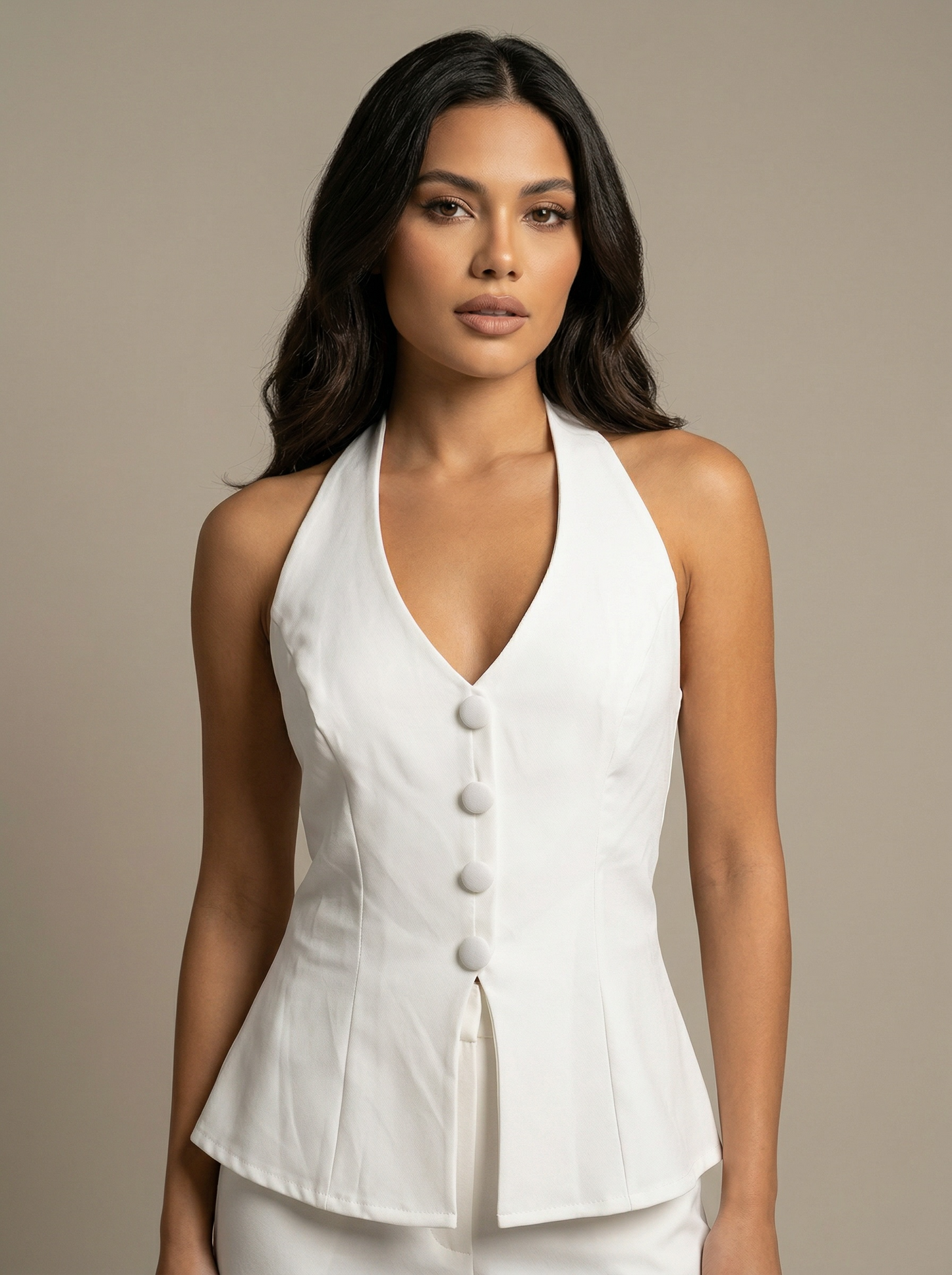 ALBA – Halter Vest Top Bianco