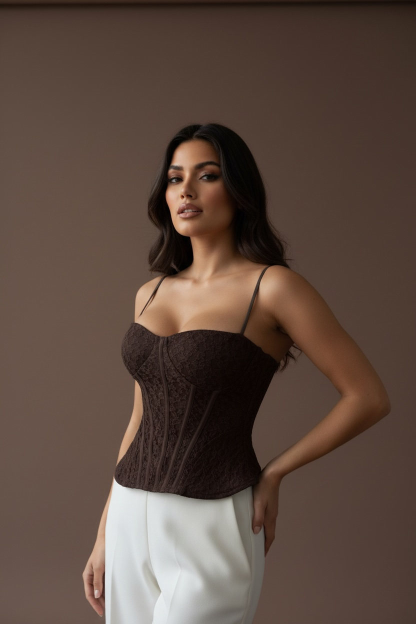 Mocha Muse Corset Top – Bustier Push-Up Sculpting