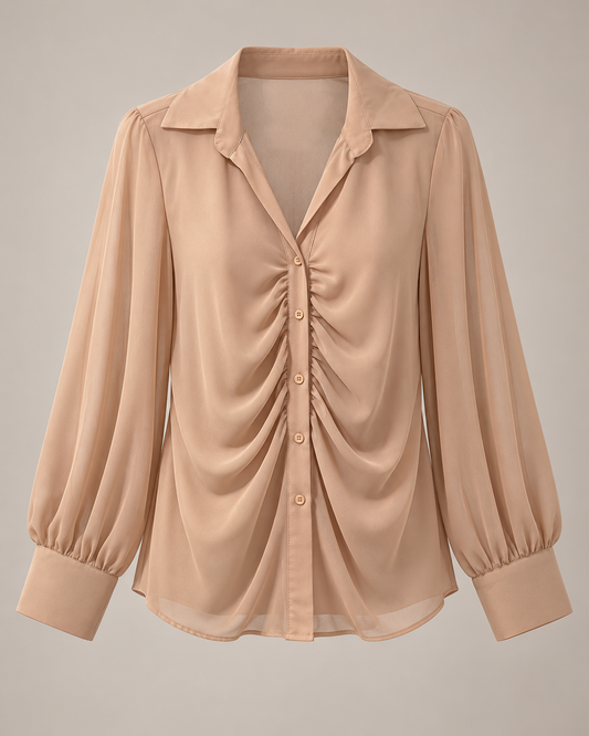 Camicia Drappeggiata – Camel