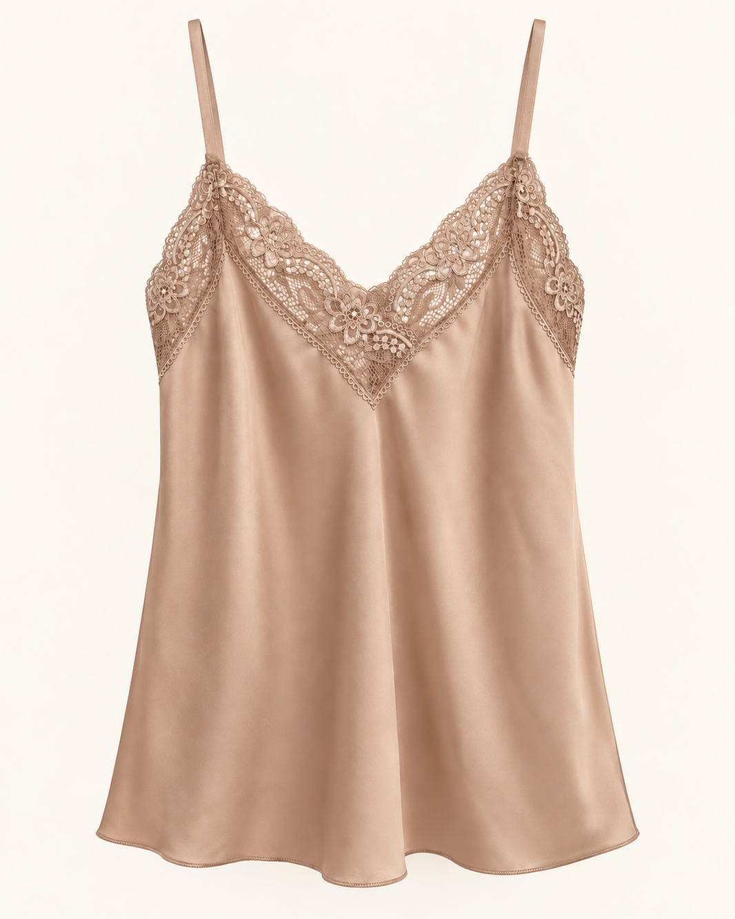 Top satin lace — Beige