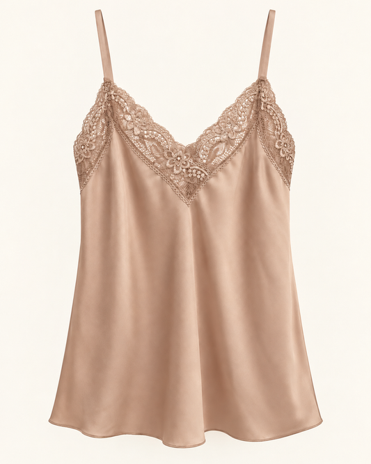 Top satin lace — Beige