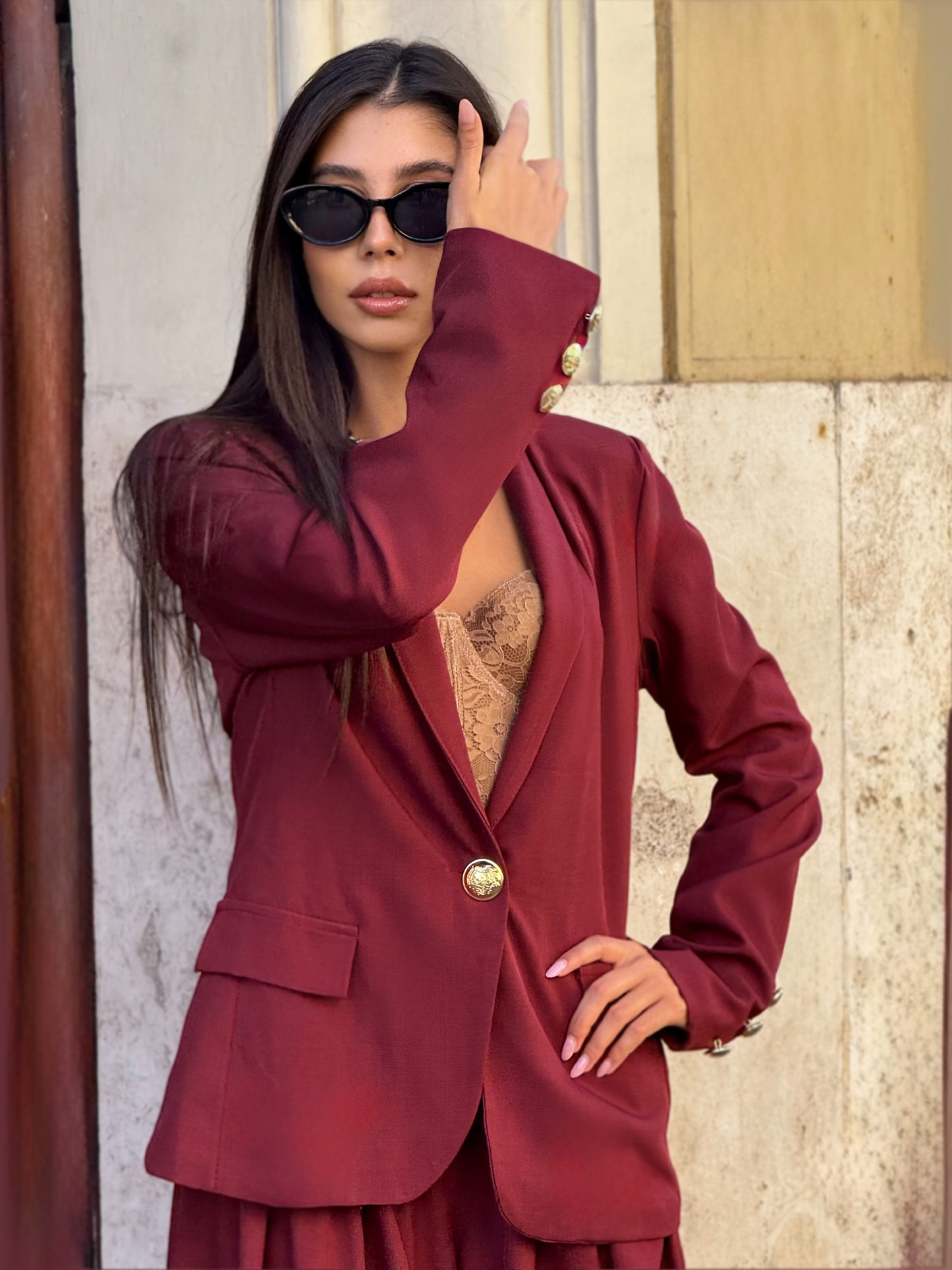 Top Bustier in Pizzo e Velluto Nude