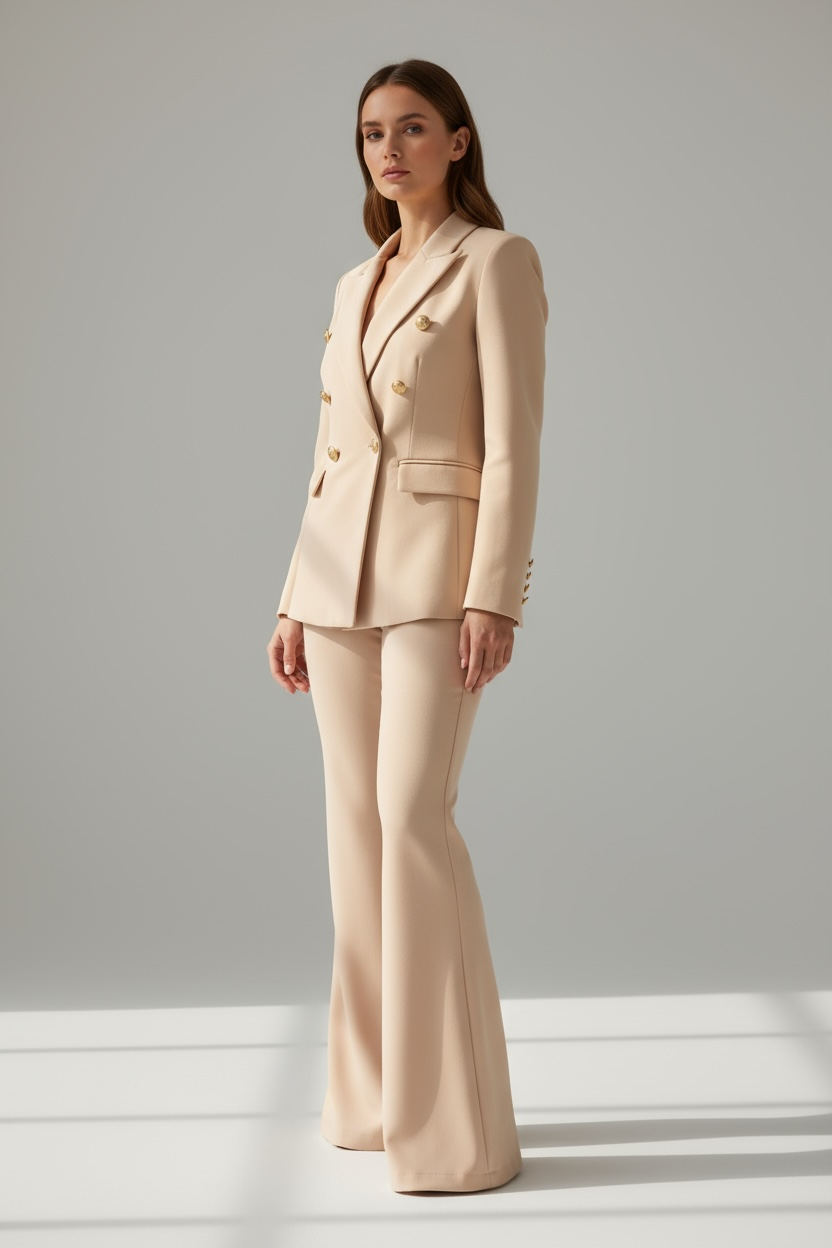 Pantalone a Zampa Elegante – Beige Chiaro nude