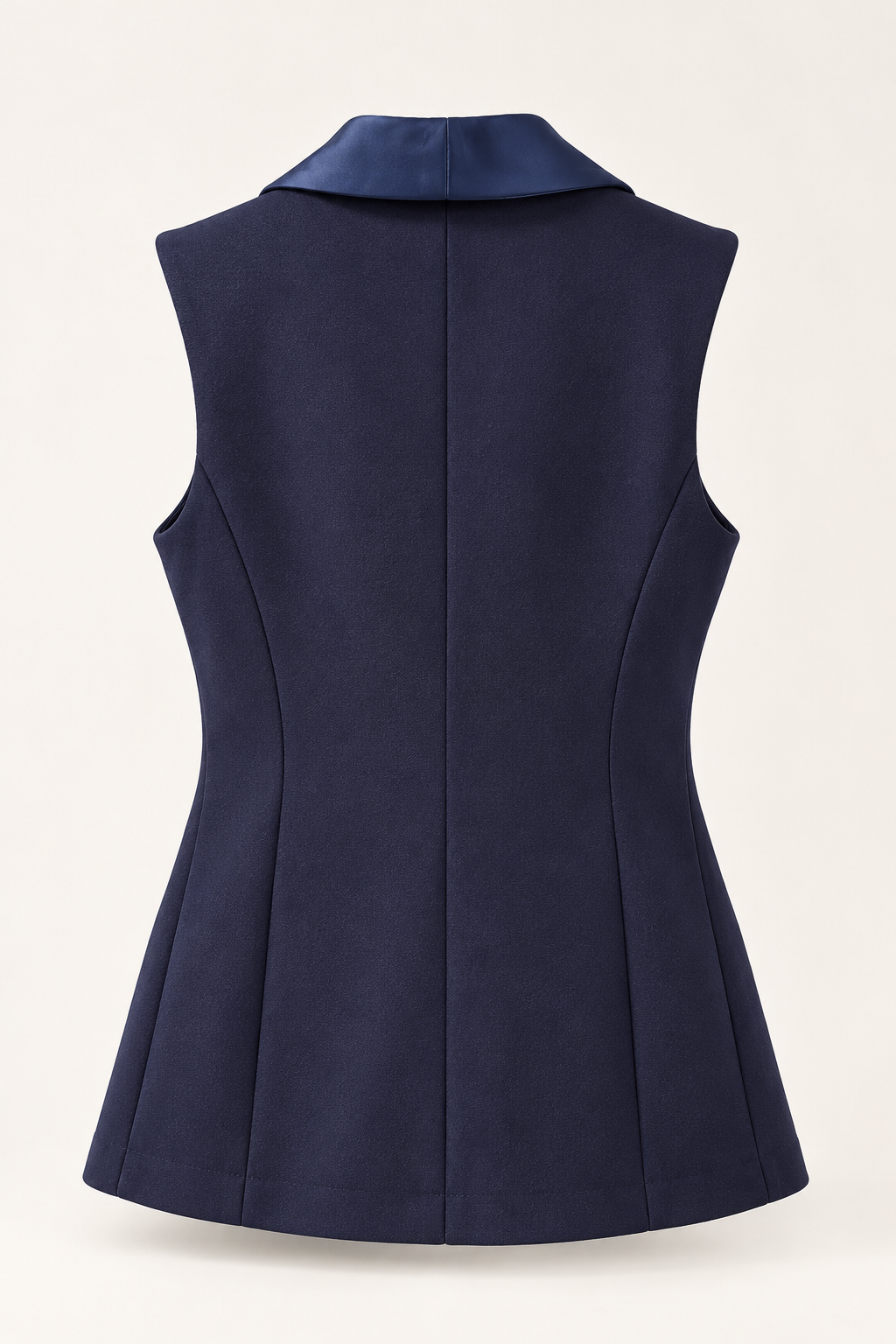 Gilet Blu Notte con Dettagli in Raso