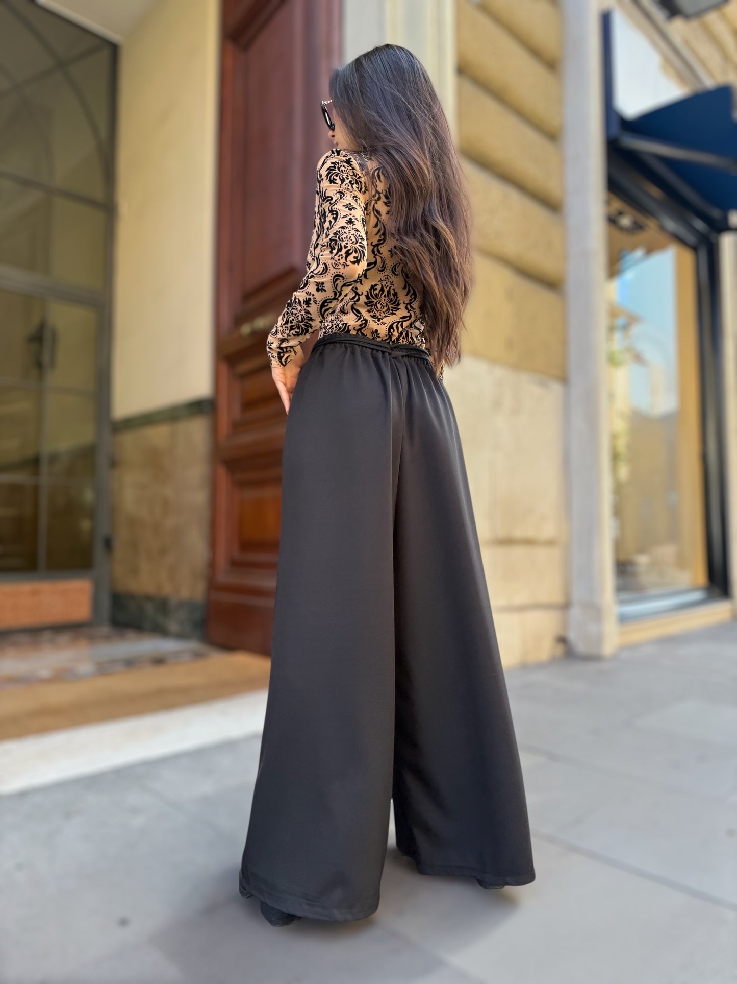 Pantaloni Palazzo Neri Donna – Eleganti e Versatili a Vita Alta