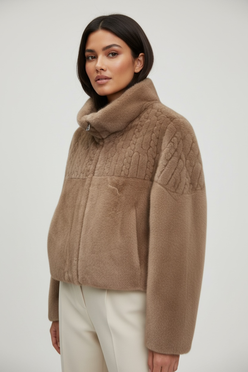 Giacca in Ecopelliccia Rasata – Cammello