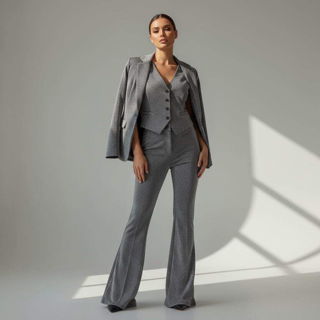 Tailleur Donna in Lurex Silver Tre Pezzi