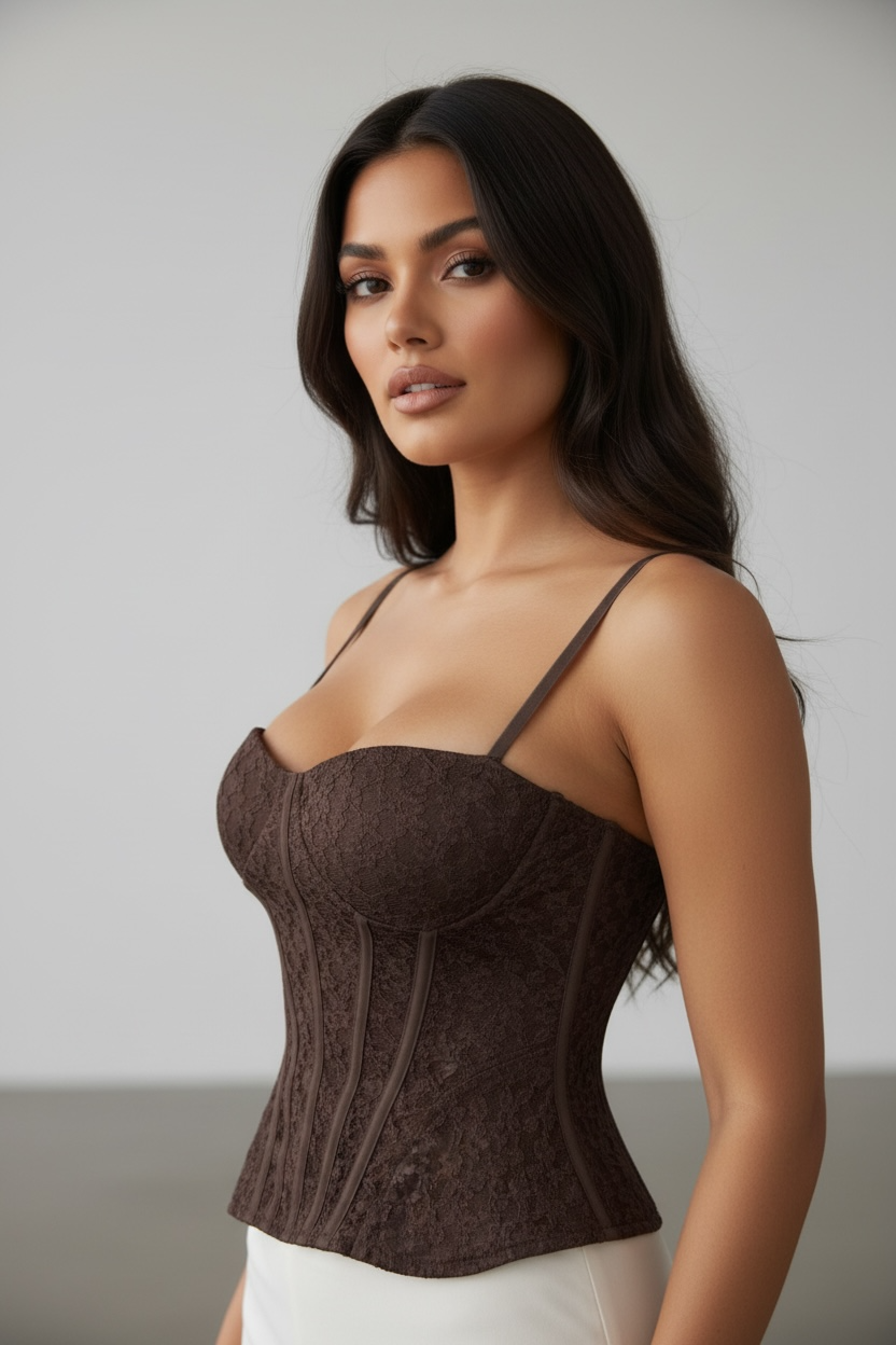 Mocha Muse Corset Top – Bustier Push-Up Sculpting