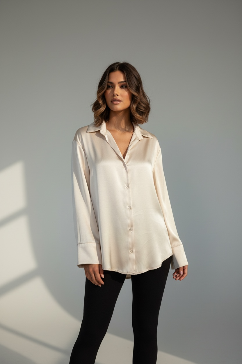 Camicia Satin Champagne – Fit Morbido & Elegante