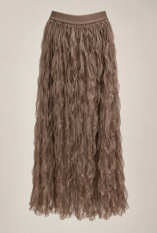 Gonna Maxi Texture 3D | Taupe