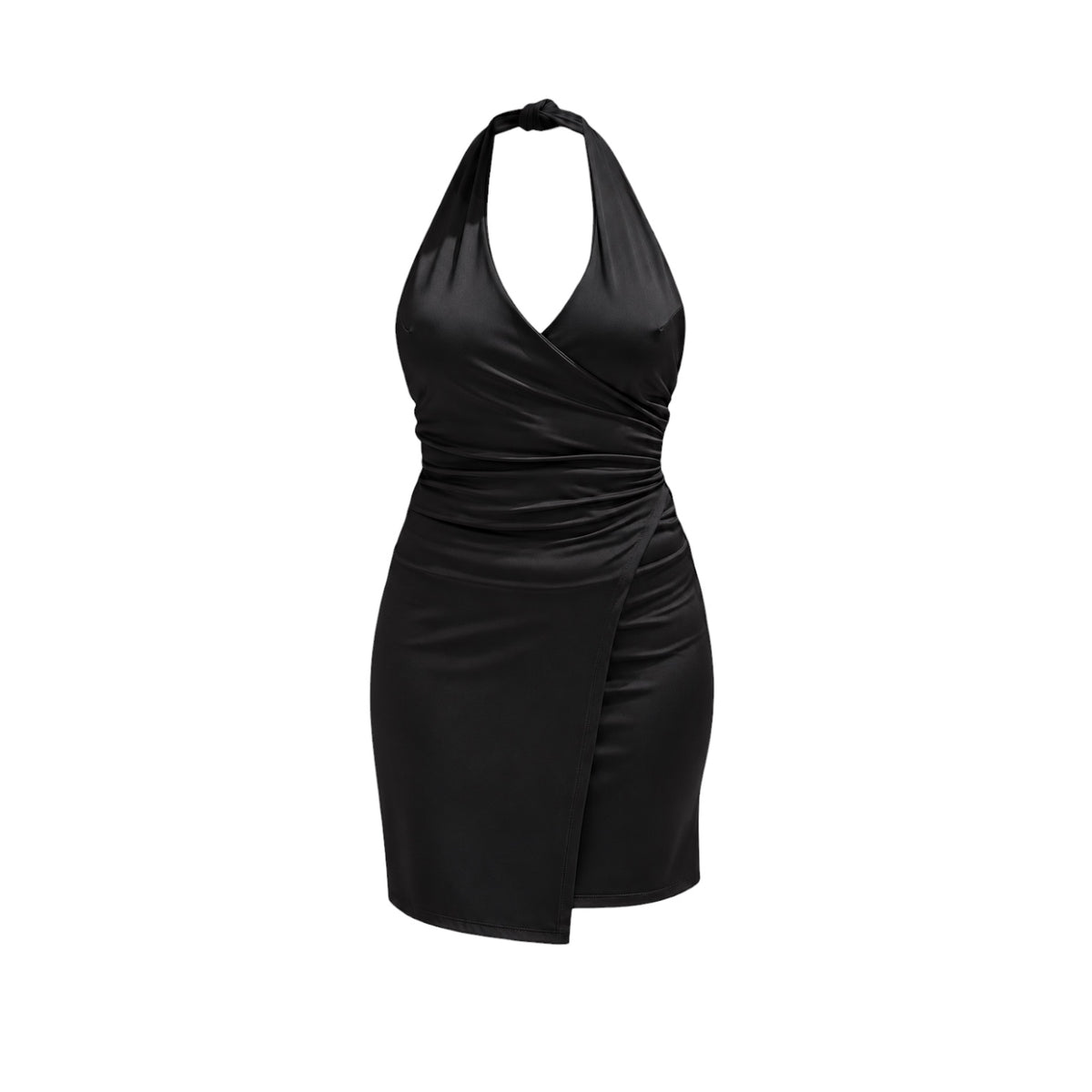 Abito Mini Halter Draped – Black