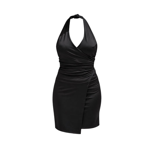 Abito Mini Halter Draped – Black