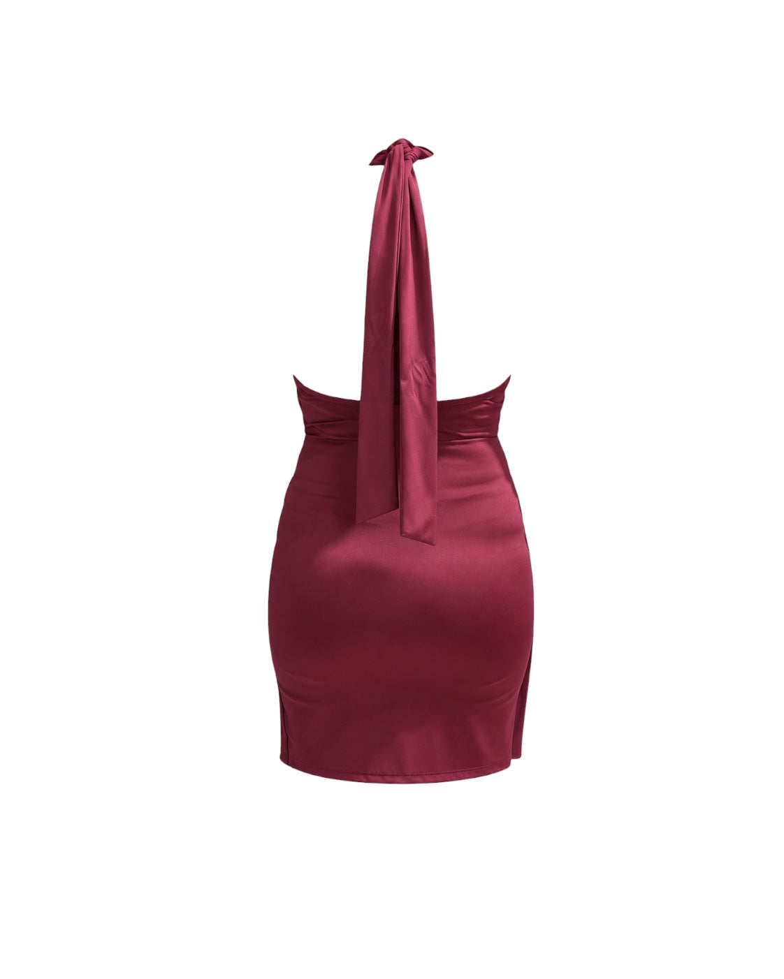Abito Mini Halter Draped – Burgundy