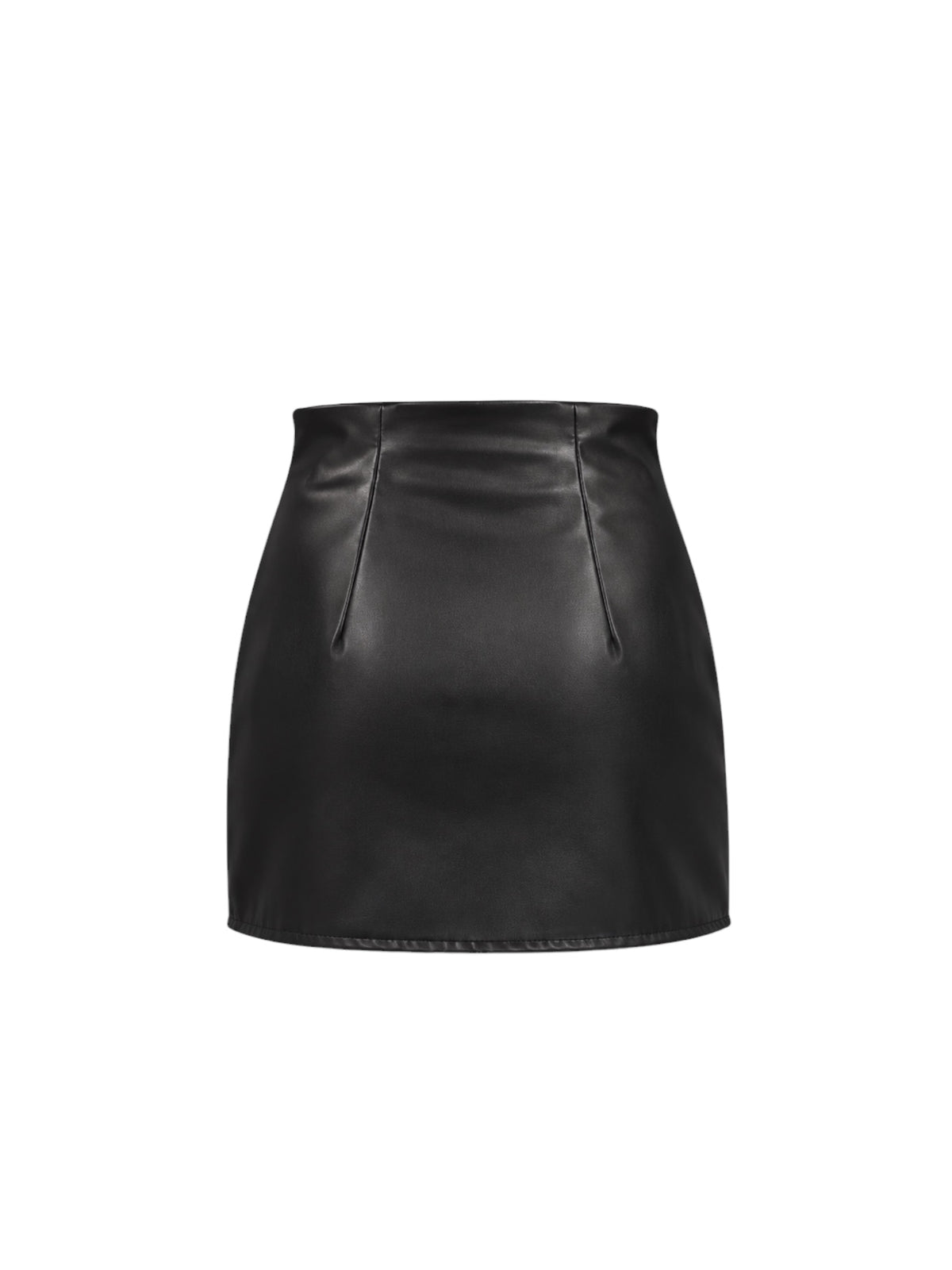 Faux Leather Draped Mini Skirt – Black