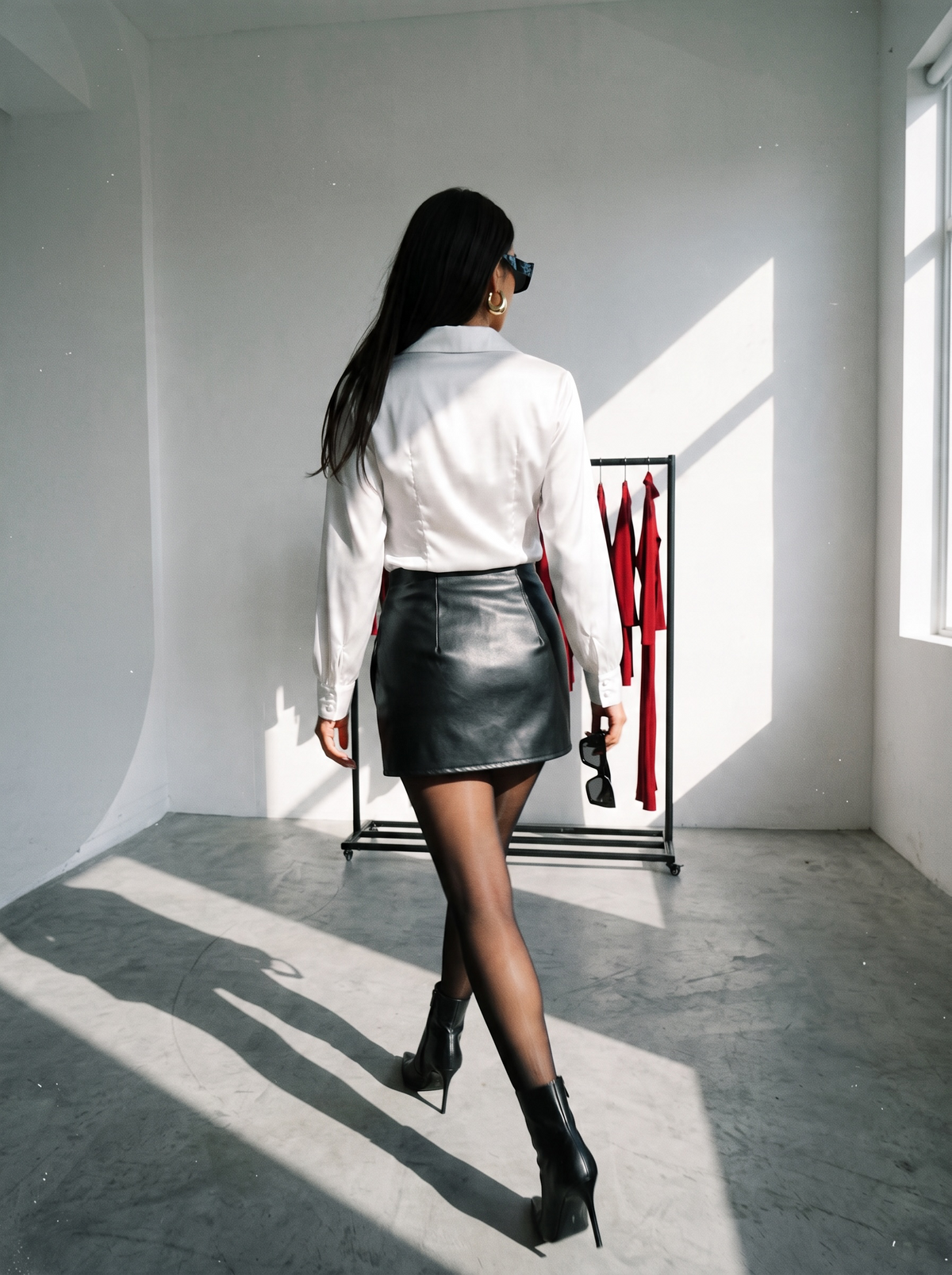 Faux Leather Draped Mini Skirt – Black