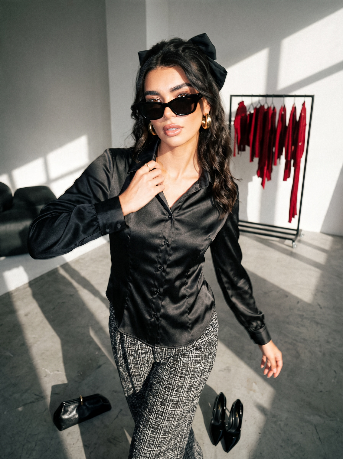 Satin Contour Shirt – Black