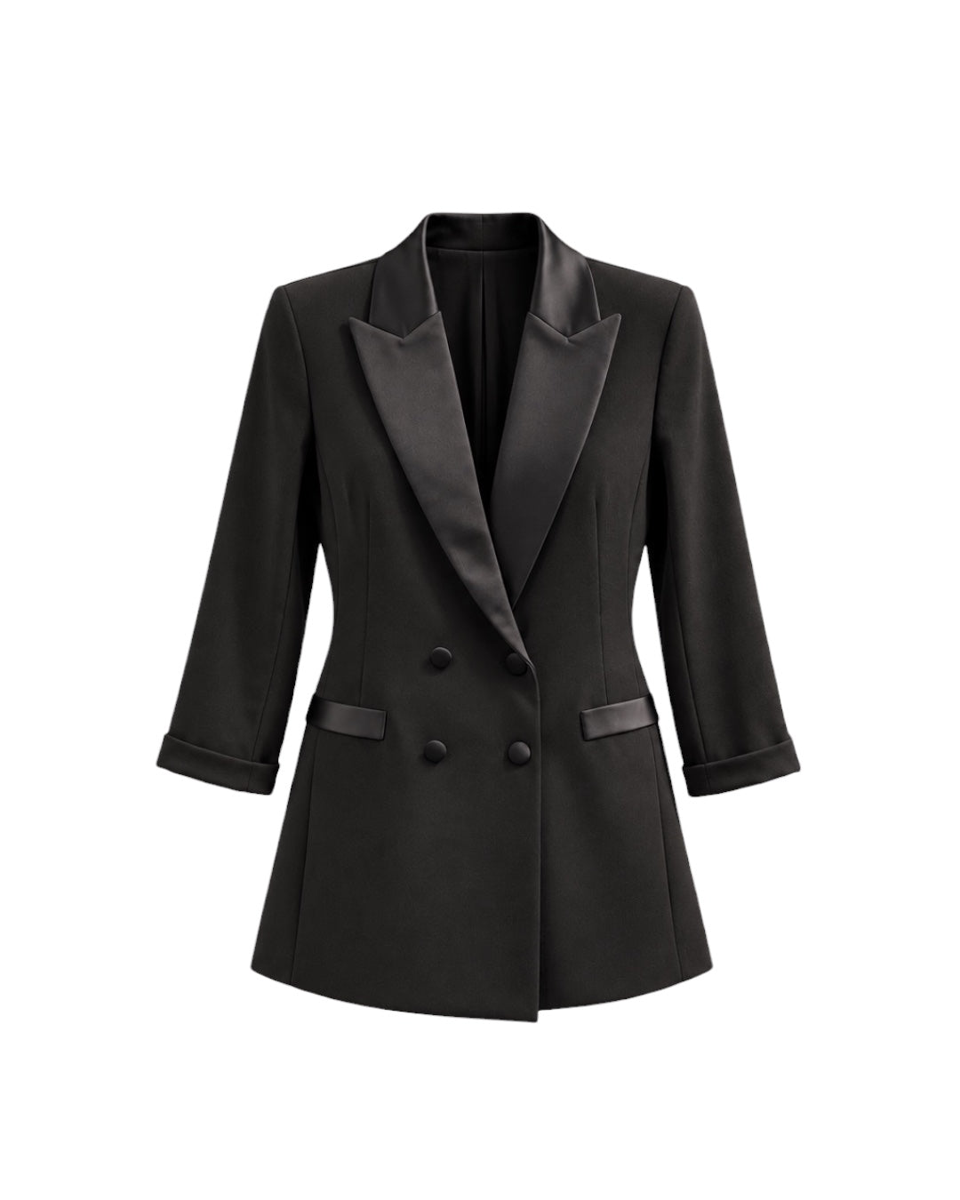 Blazer Sartoriale Doppiopetto con Dettagli Satin